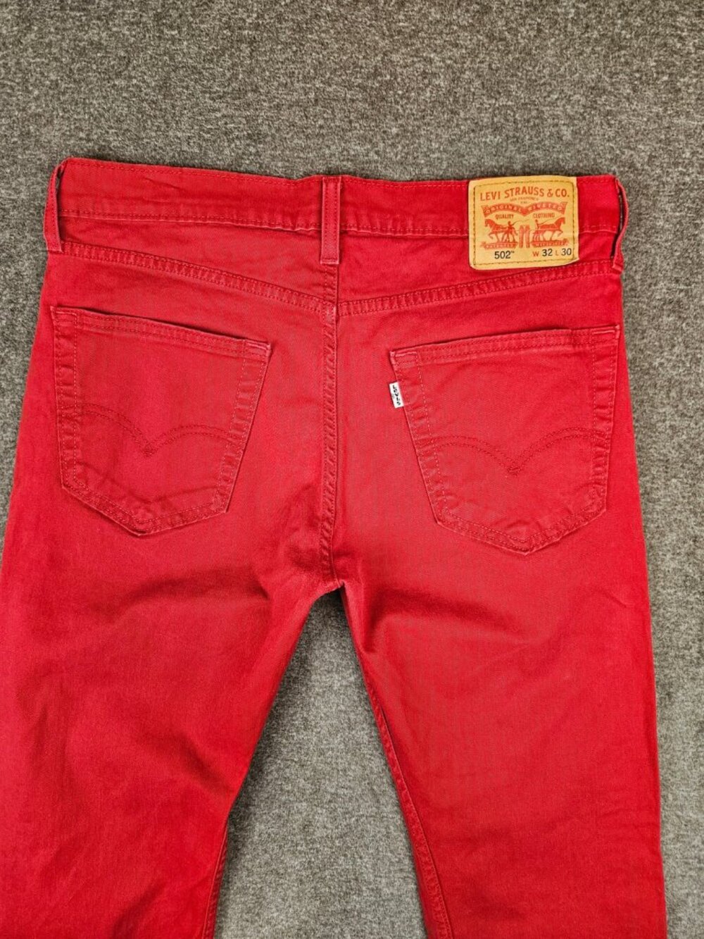 Levi's 502 Regular Taper Red Denim Jeans Mens 32x30 (34x28) - Picture 9 of 10